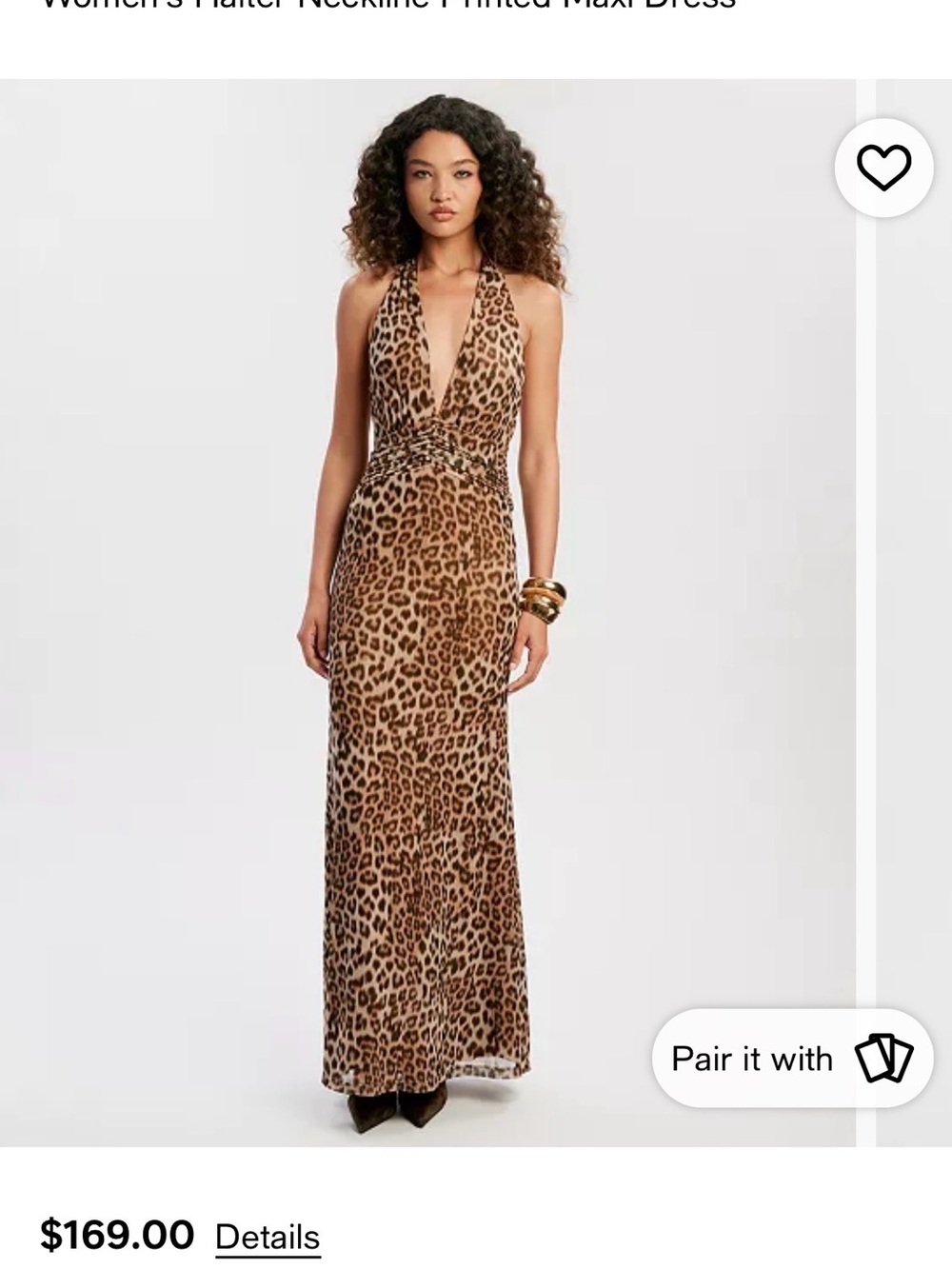 Bardot Leopard Print Halter Maxi Dress - Brown/Tan